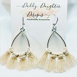 Macrame earring white color